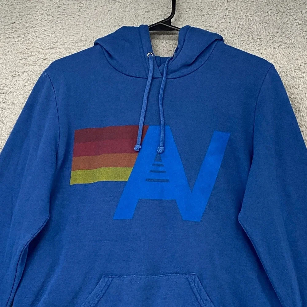 Aviator Nation Logo Hoodie Womens Medium Rainbow Logo Fleece Pullover USA Made